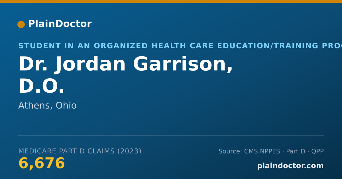 Shareable card for Jordan Garrison, D.O. - Student in an Organized Health Care Education/Training Program, Athens, OH