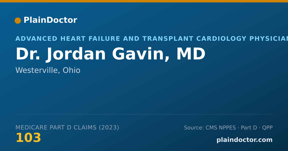 Shareable card for Jordan Gavin, MD - Advanced Heart Failure and Transplant Cardiology Physician, Westerville, OH