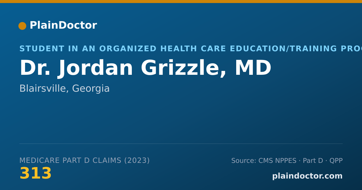 Shareable card for Jordan Grizzle, MD - Student in an Organized Health Care Education/Training Program, Blairsville, GA