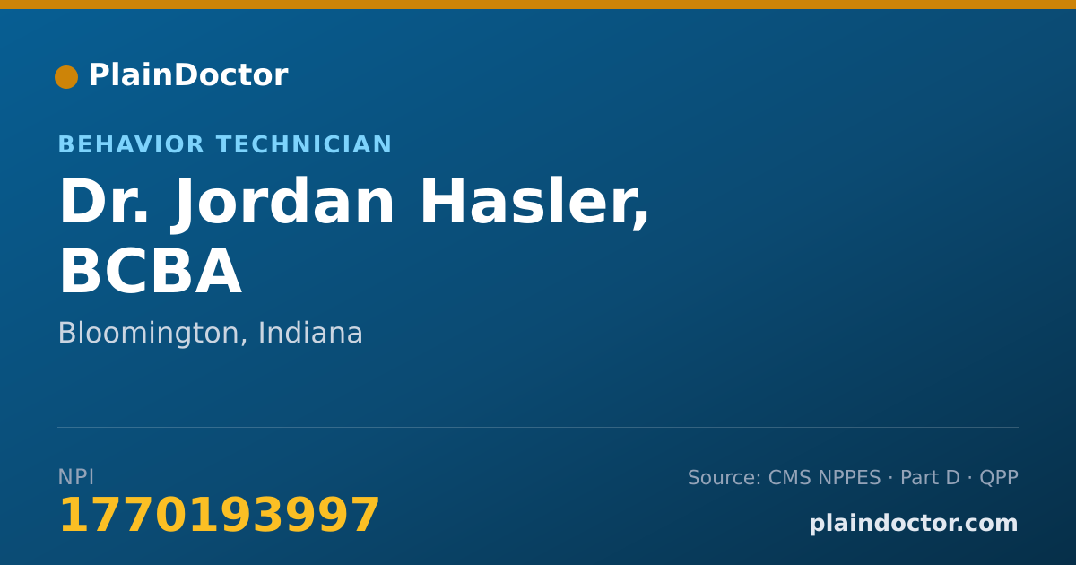 Shareable card for Jordan Hasler, BCBA - Behavior Technician, Bloomington, IN