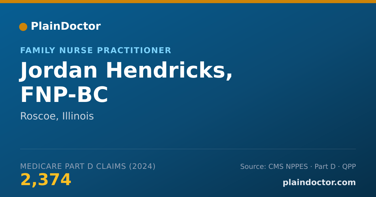 Shareable card for Jordan Hendricks, FNP-BC - Family Nurse Practitioner, Roscoe, IL