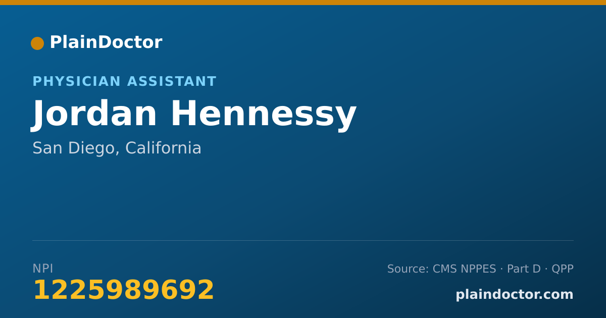 Shareable card for Jordan Hennessy - Physician Assistant, San Diego, CA