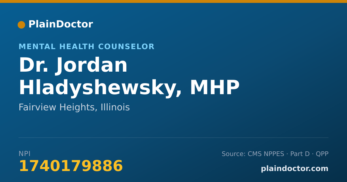 Shareable card for Jordan Hladyshewsky, MHP - Mental Health Counselor, Fairview Heights, IL