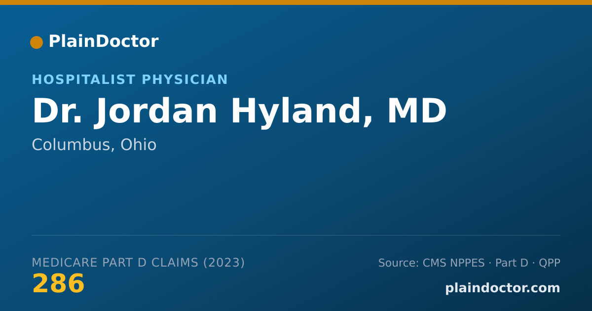 Shareable card for Jordan Hyland, MD - Hospitalist Physician, Columbus, OH