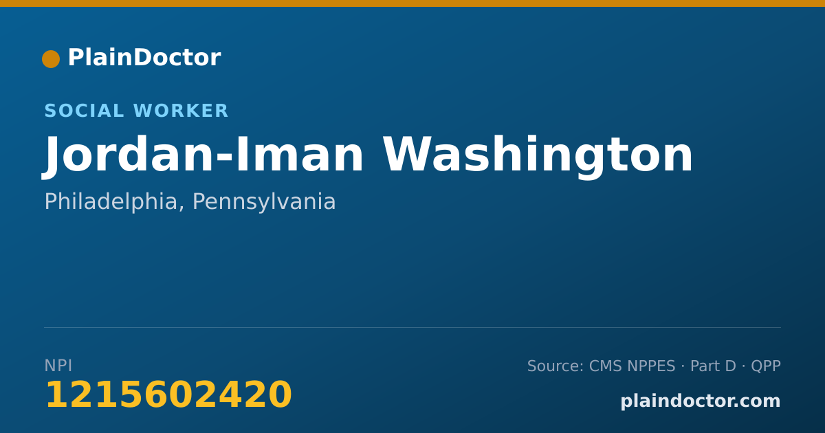 Shareable card for Jordan-Iman Washington - Social Worker, Philadelphia, PA