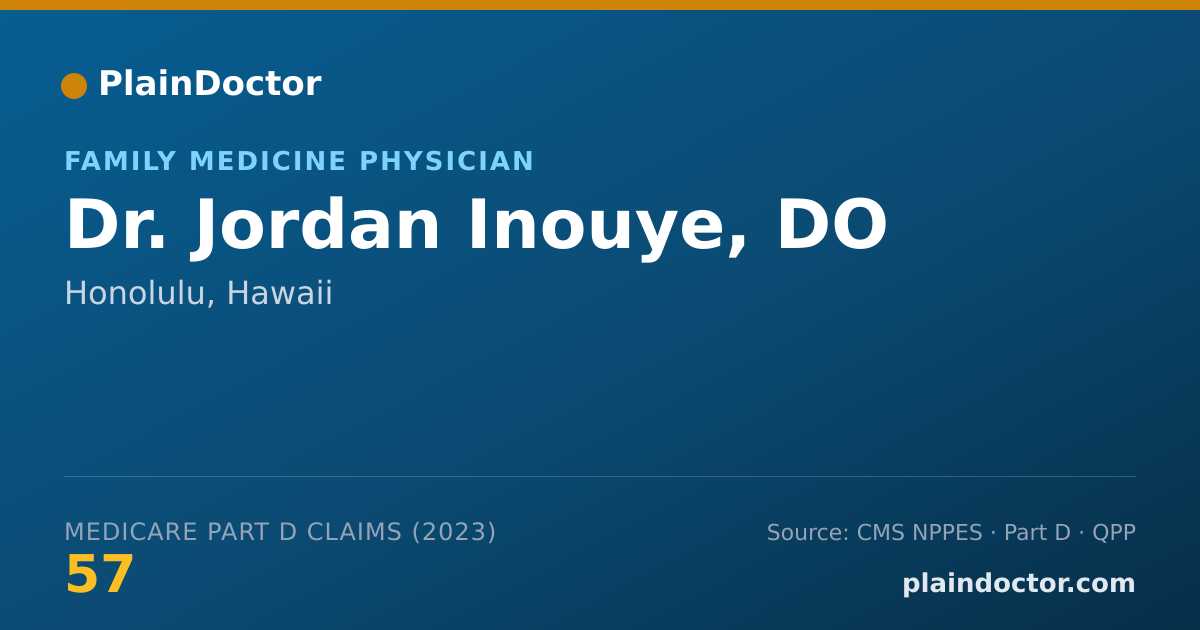 Shareable card for Jordan Inouye, DO - Family Medicine Physician, Honolulu, HI