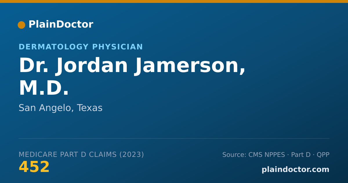 Shareable card for Jordan Jamerson, M.D. - Dermatology Physician, San Angelo, TX