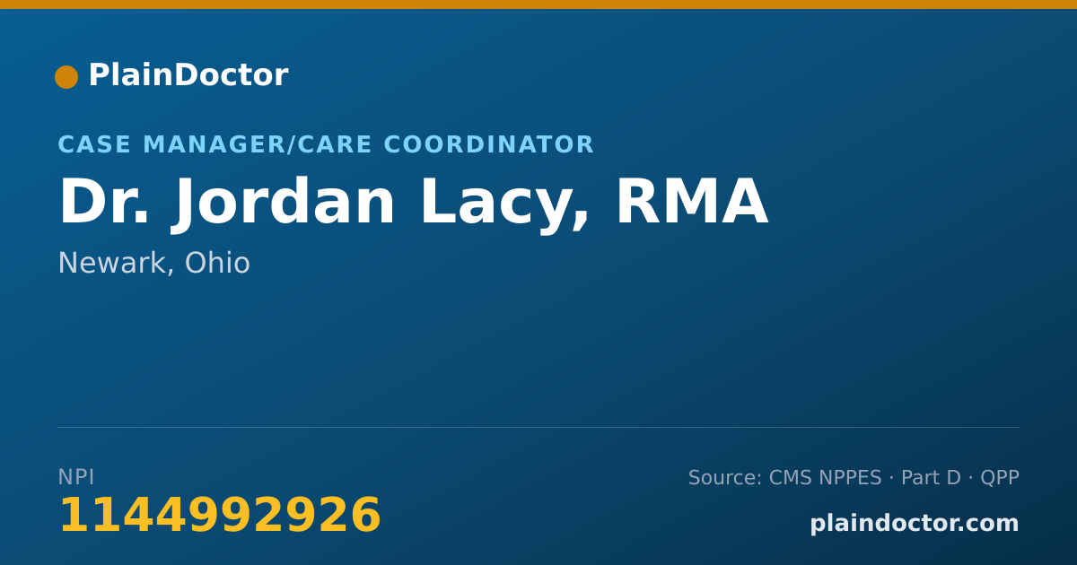Shareable card for Jordan Lacy, RMA - Case Manager/Care Coordinator, Newark, OH
