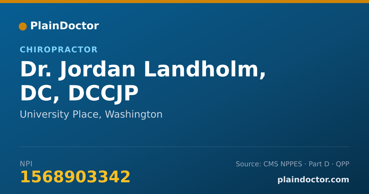 Shareable card for Jordan Landholm, DC, DCCJP - Chiropractor, University Place, WA