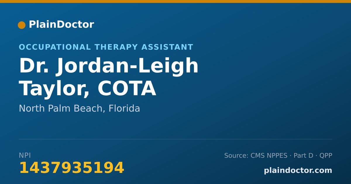 Shareable card for Jordan-Leigh Taylor, COTA - Occupational Therapy Assistant, North Palm Beach, FL