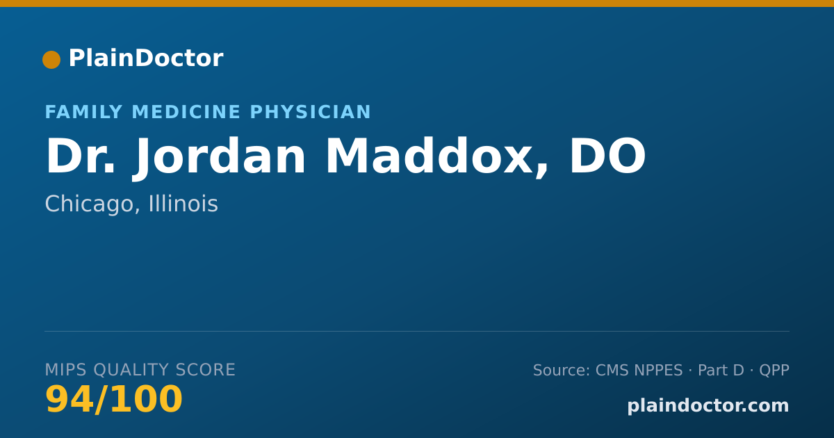 Shareable card for Jordan Maddox, DO - Family Medicine Physician, Chicago, IL