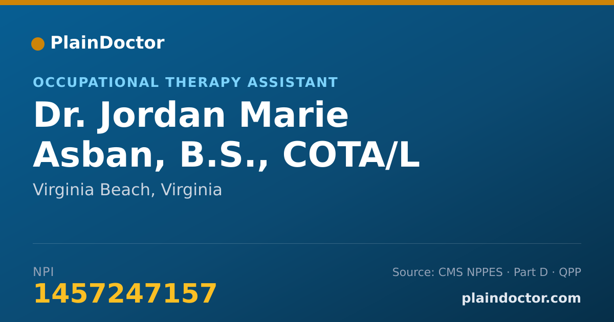 Shareable card for Jordan Marie Asban, B.S., COTA/L - Occupational Therapy Assistant, Virginia Beach, VA