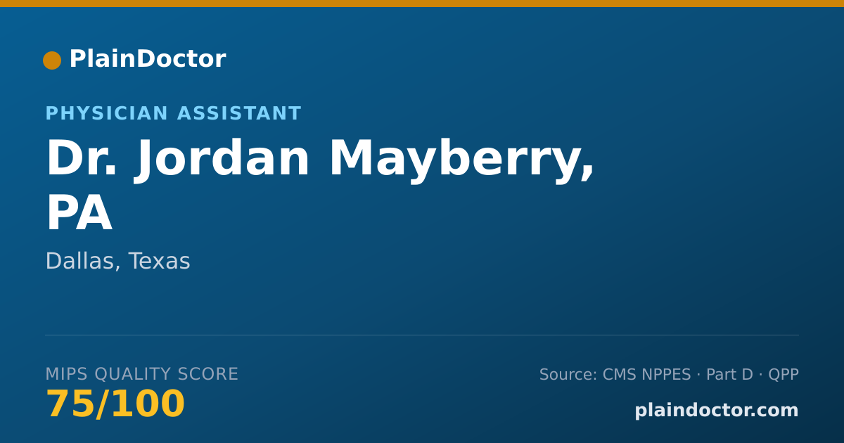 Shareable card for Jordan Mayberry, PA - Physician Assistant, Dallas, TX