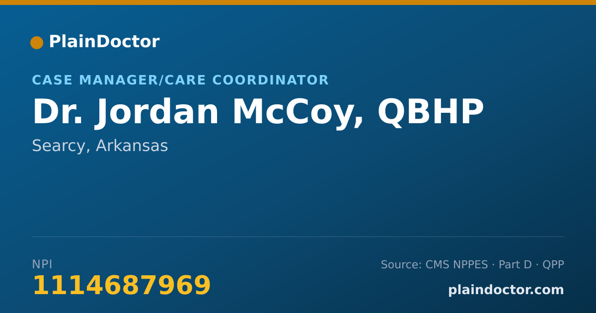 Shareable card for Jordan McCoy, QBHP - Case Manager/Care Coordinator, Searcy, AR