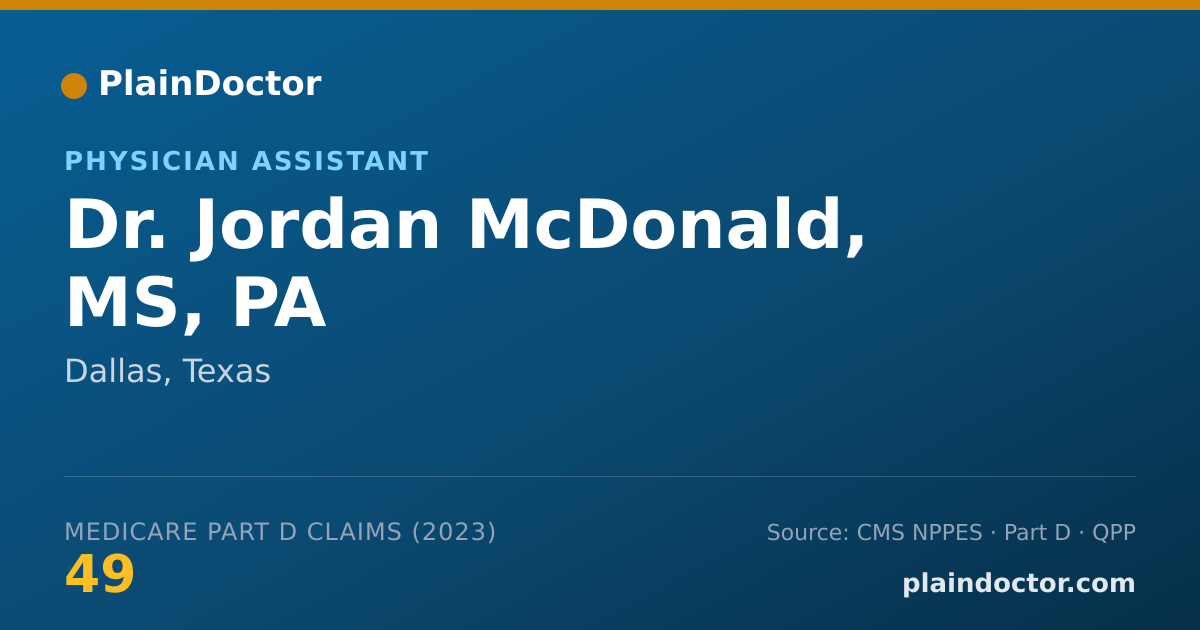 Shareable card for Jordan McDonald, MS, PA - Physician Assistant, Dallas, TX