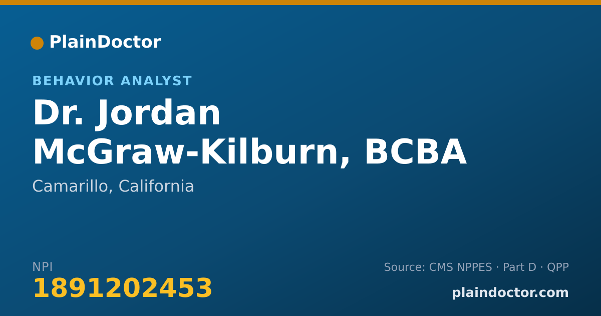 Shareable card for Jordan McGraw-Kilburn, BCBA - Behavior Analyst, Camarillo, CA