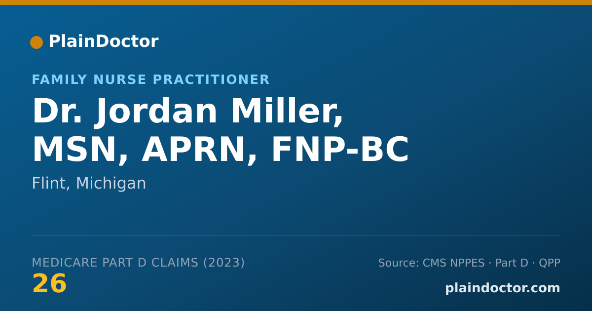 Shareable card for Jordan Miller, MSN, APRN, FNP-BC - Family Nurse Practitioner, Flint, MI