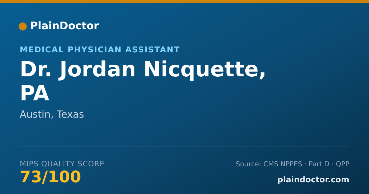 Shareable card for Jordan Nicquette, PA - Medical Physician Assistant, Austin, TX