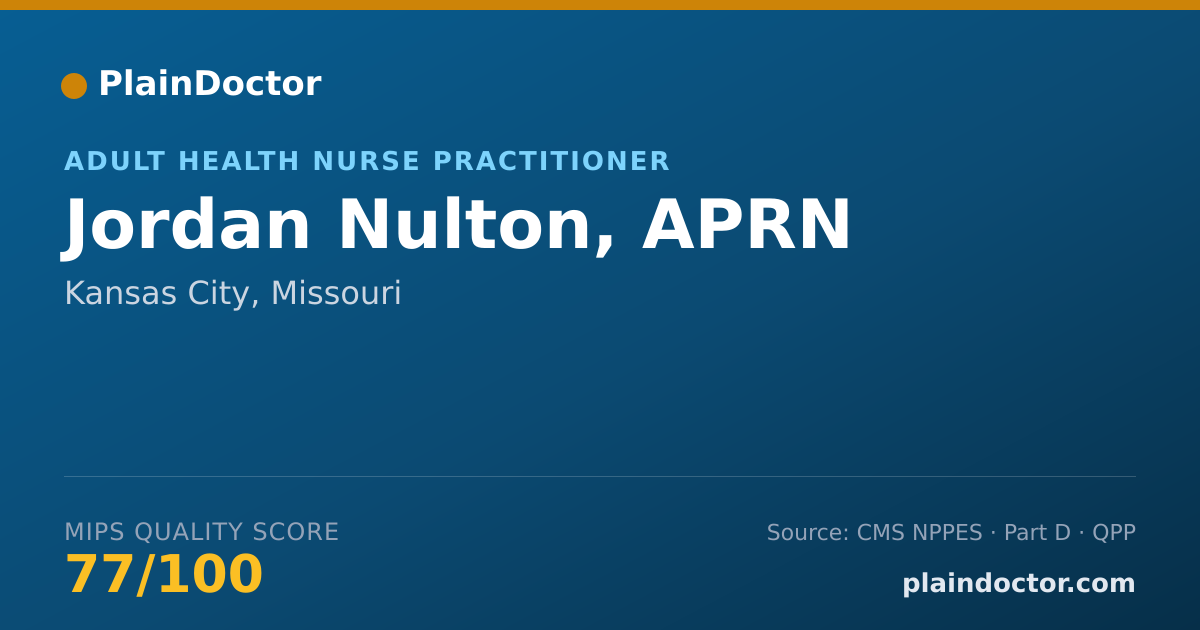 Shareable card for Jordan Nulton, APRN - Adult Health Nurse Practitioner, Kansas City, MO