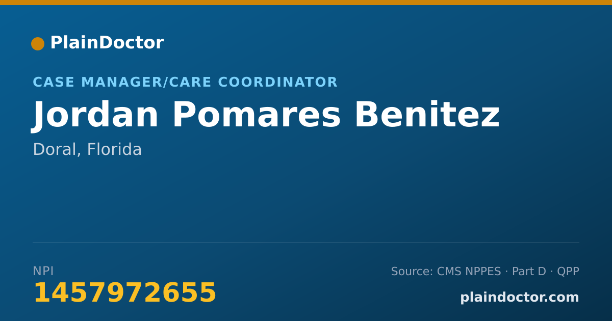 Shareable card for Jordan Pomares Benitez - Case Manager/Care Coordinator, Doral, FL
