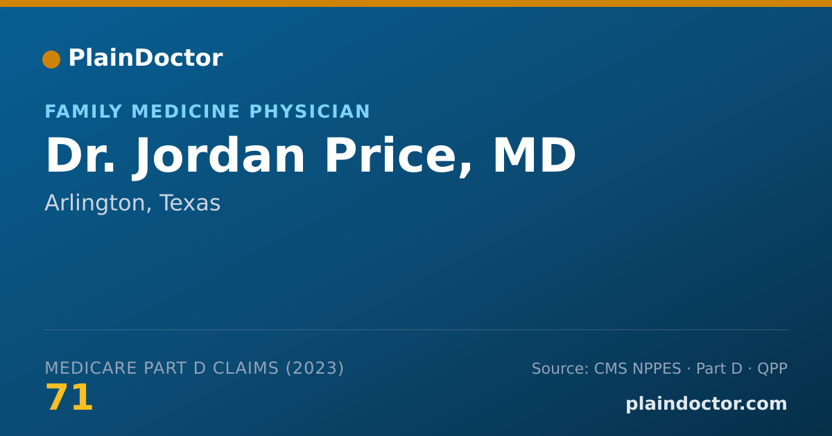 Shareable card for Jordan Price, MD - Family Medicine Physician, Arlington, TX