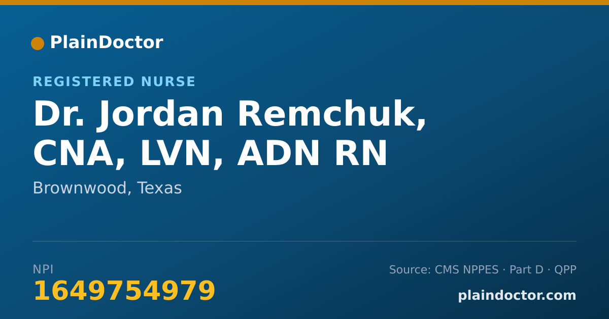 Shareable card for Jordan Remchuk, CNA, LVN, ADN RN - Registered Nurse, Brownwood, TX