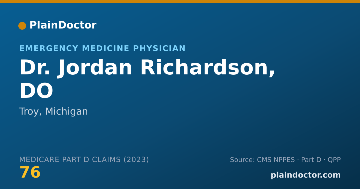 Shareable card for Jordan Richardson, DO - Emergency Medicine Physician, Troy, MI