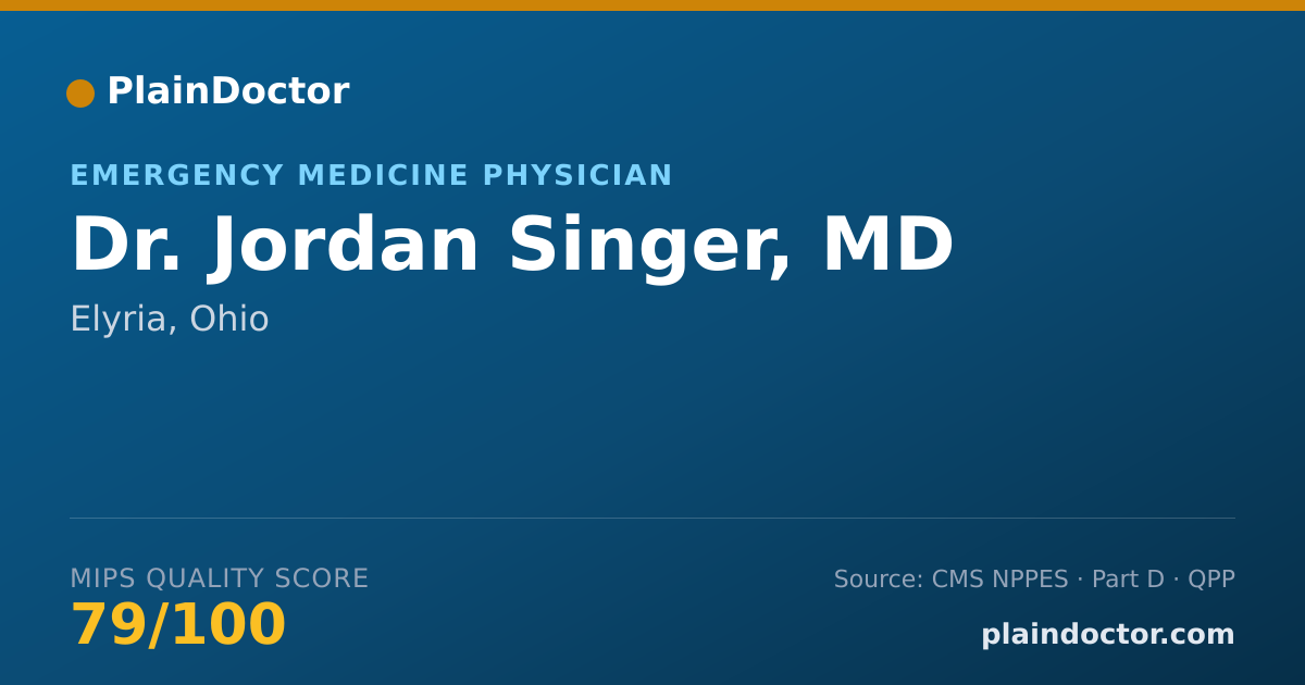 Shareable card for Jordan Singer, MD - Emergency Medicine Physician, Elyria, OH