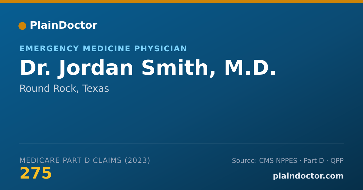Shareable card for Jordan Smith, M.D. - Emergency Medicine Physician, Round Rock, TX