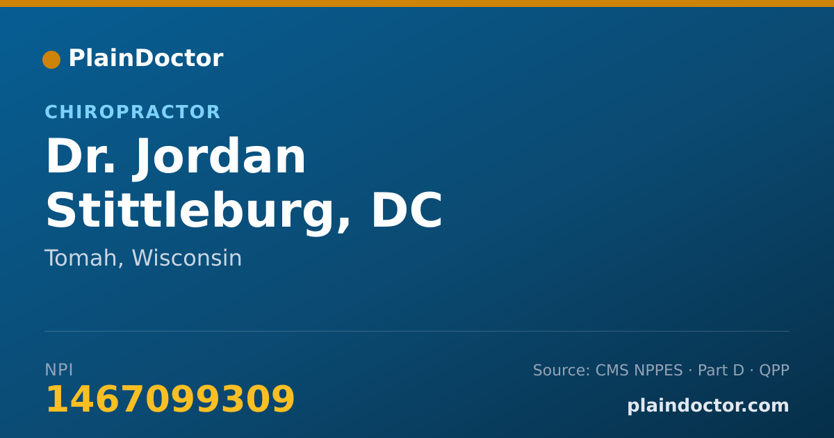 Shareable card for Jordan Stittleburg, DC - Chiropractor, Tomah, WI