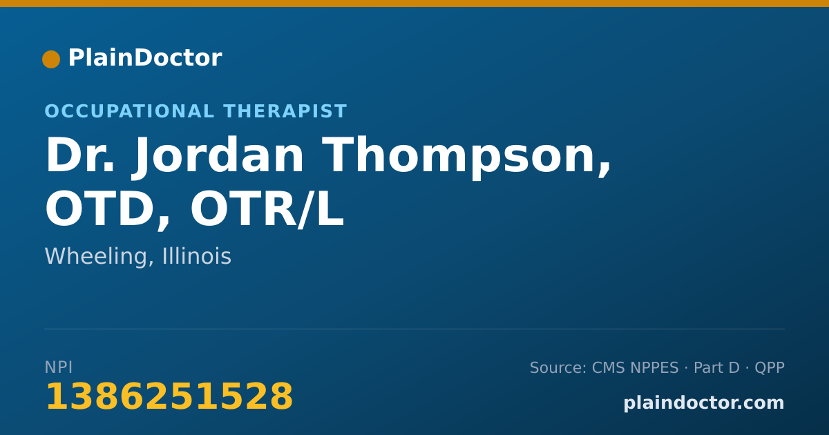 Shareable card for Jordan Thompson, OTD, OTR/L - Occupational Therapist, Wheeling, IL