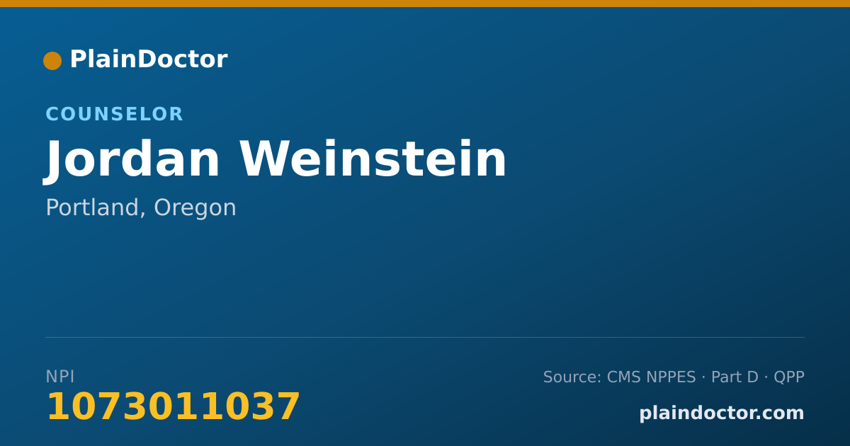 Shareable card for Jordan Weinstein - Counselor, Portland, OR
