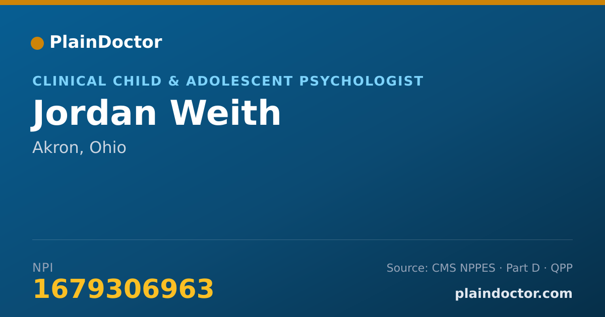 Shareable card for Jordan Weith - Clinical Child & Adolescent Psychologist, Akron, OH