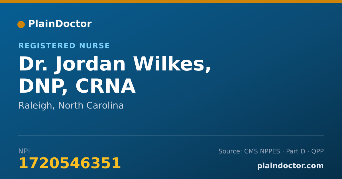 Shareable card for Jordan Wilkes, DNP, CRNA - Registered Nurse, Raleigh, NC