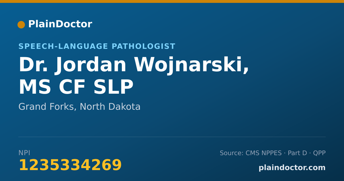 Shareable card for Jordan Wojnarski, MS CF SLP - Speech-Language Pathologist, Grand Forks, ND