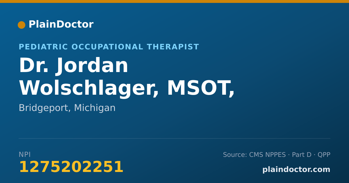Shareable card for Jordan Wolschlager, MSOT, OTRL - Pediatric Occupational Therapist, Bridgeport, MI