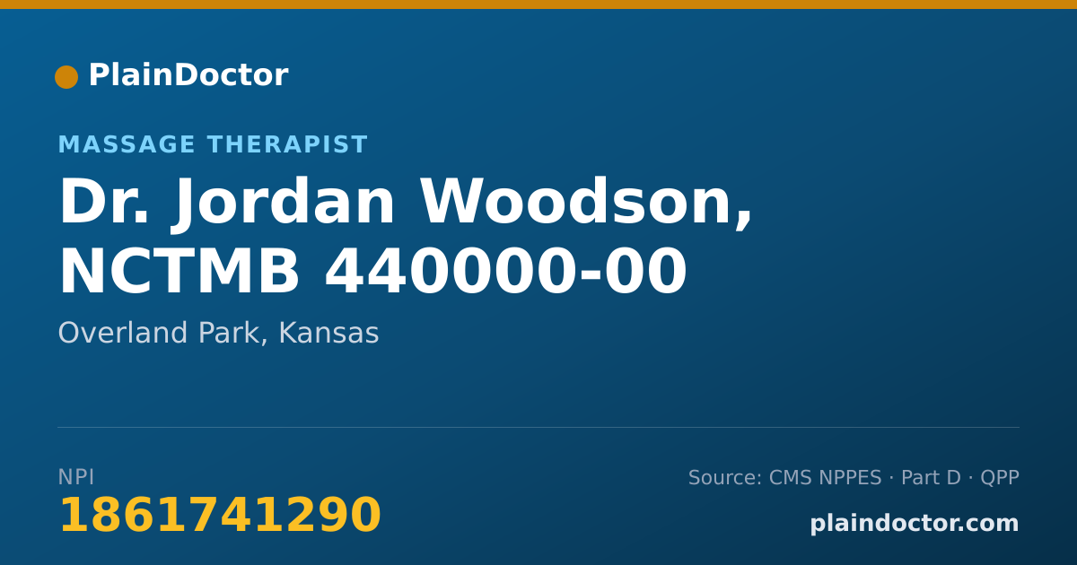 Shareable card for Jordan Woodson, NCTMB 440000-00 - Massage Therapist, Overland Park, KS