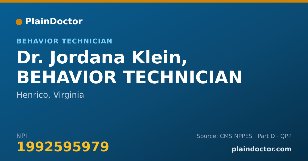 Shareable card for Jordana Klein, BEHAVIOR TECHNICIAN - Behavior Technician, Henrico, VA
