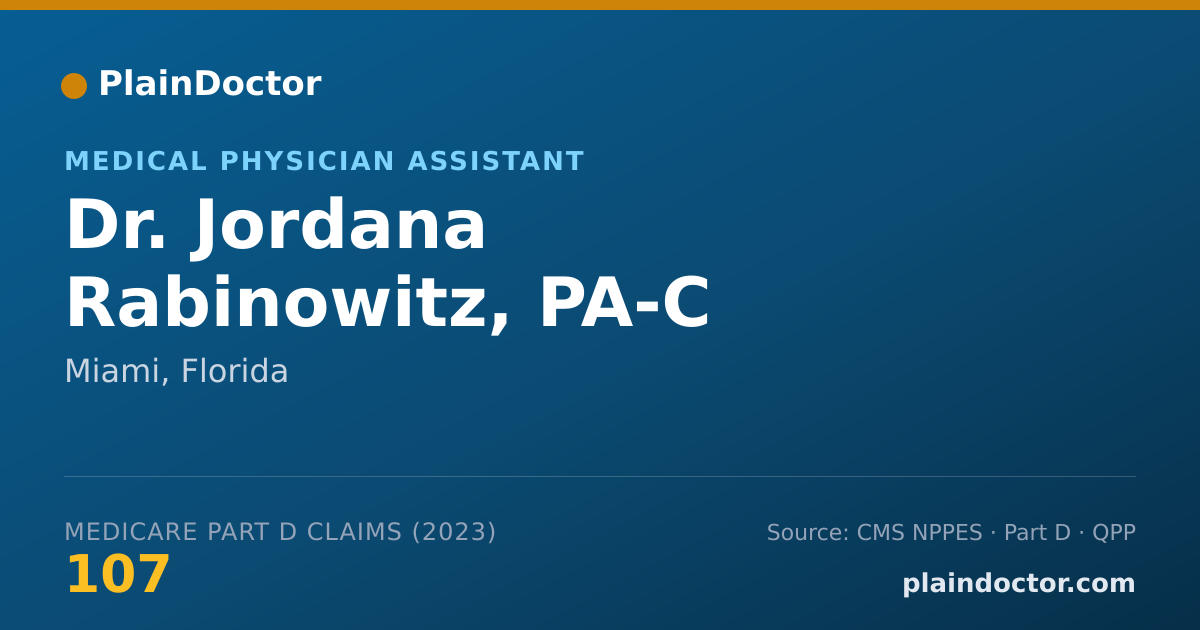 Shareable card for Jordana Rabinowitz, PA-C - Medical Physician Assistant, Miami, FL