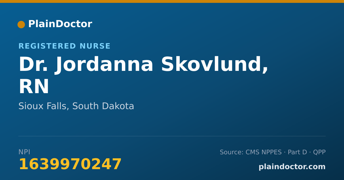Shareable card for Jordanna Skovlund, RN - Registered Nurse, Sioux Falls, SD