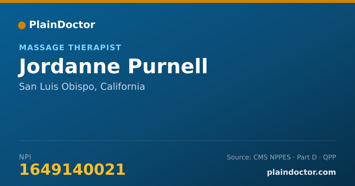 Shareable card for Jordanne Purnell - Massage Therapist, San Luis Obispo, CA