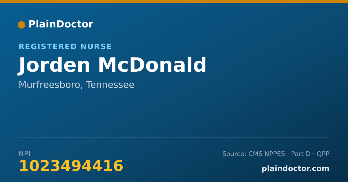 Shareable card for Jorden McDonald - Registered Nurse, Murfreesboro, TN