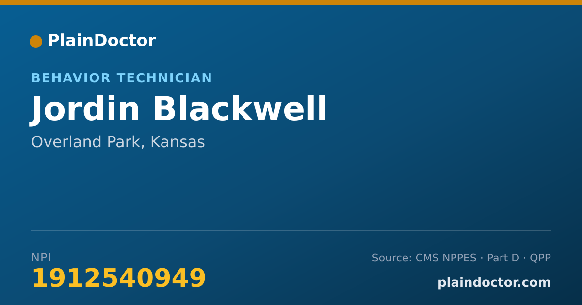 Shareable card for Jordin Blackwell - Behavior Technician, Overland Park, KS