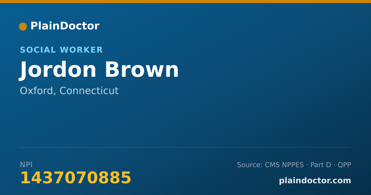 Shareable card for Jordon Brown - Social Worker, Oxford, CT