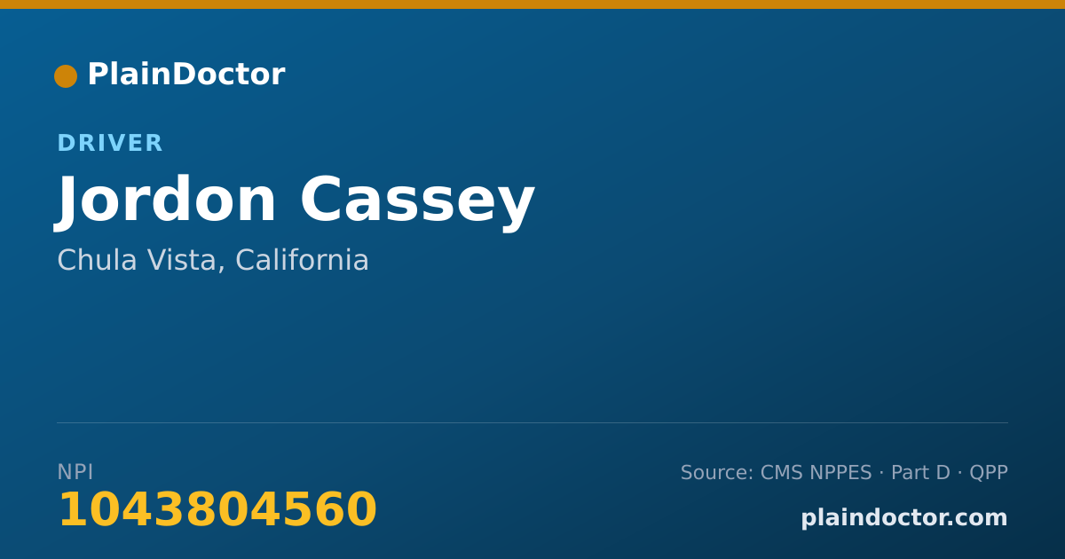 Shareable card for Jordon Cassey - Driver, Chula Vista, CA