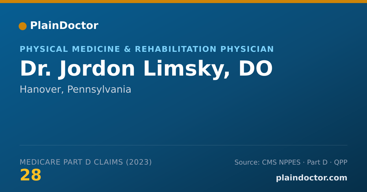 Shareable card for Jordon Limsky, DO - Physical Medicine & Rehabilitation Physician, Hanover, PA