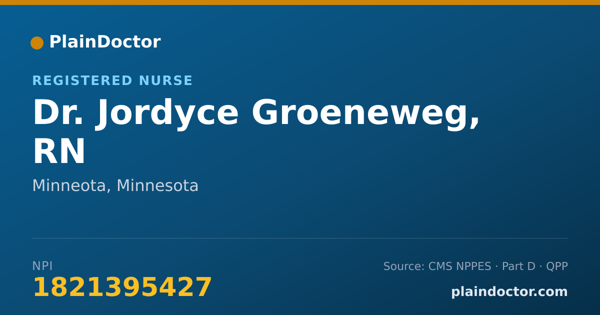 Shareable card for Jordyce Groeneweg, RN - Registered Nurse, Minneota, MN