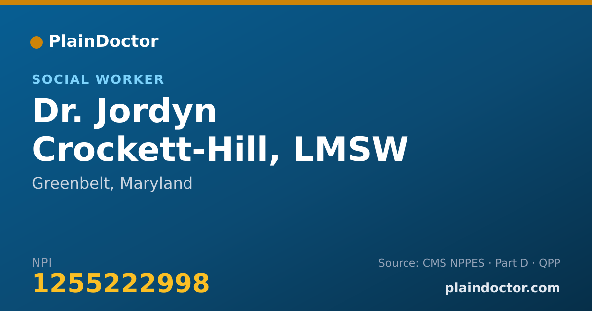 Shareable card for Jordyn Crockett-Hill, LMSW - Social Worker, Greenbelt, MD