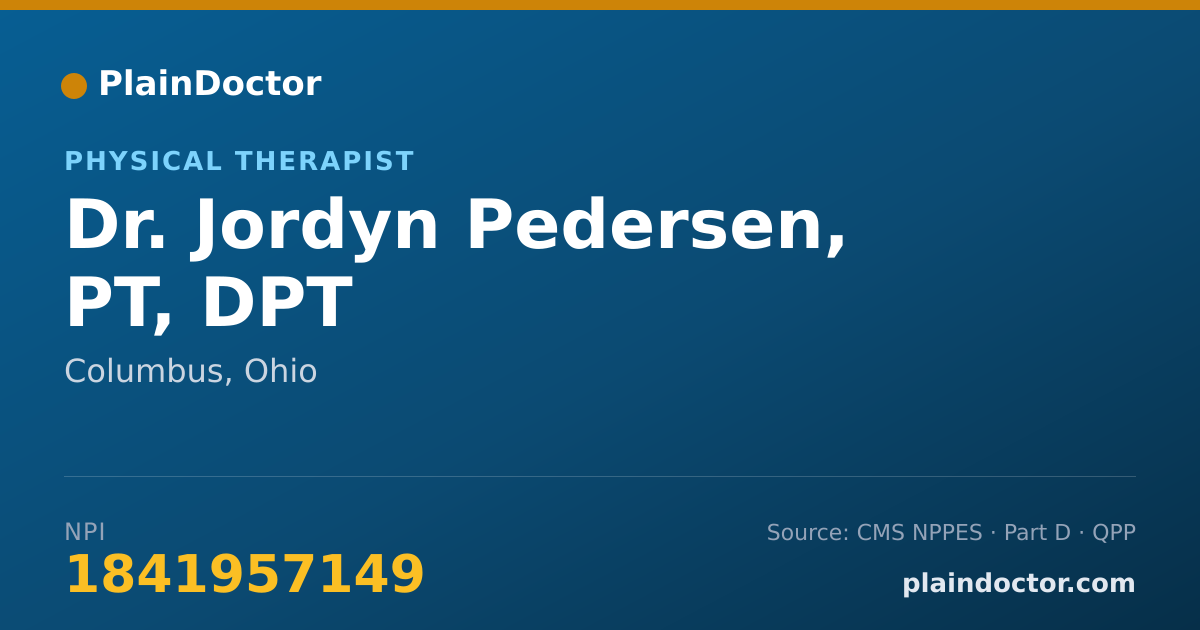 Shareable card for Jordyn Pedersen, PT, DPT - Physical Therapist, Columbus, OH