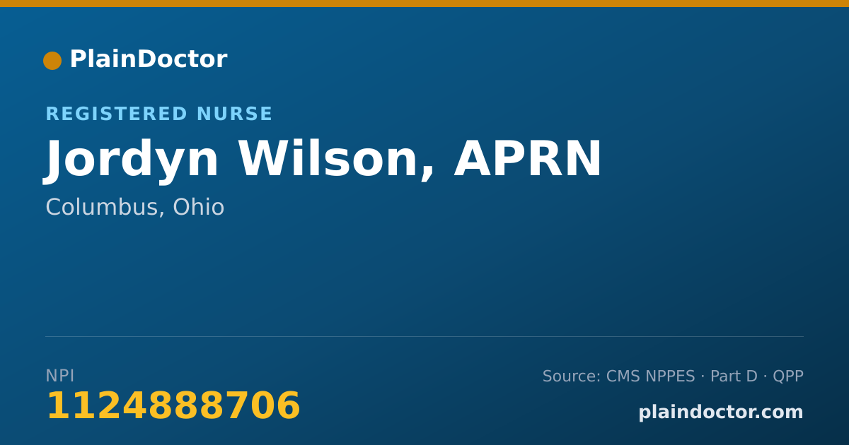 Shareable card for Jordyn Wilson, APRN - Registered Nurse, Columbus, OH